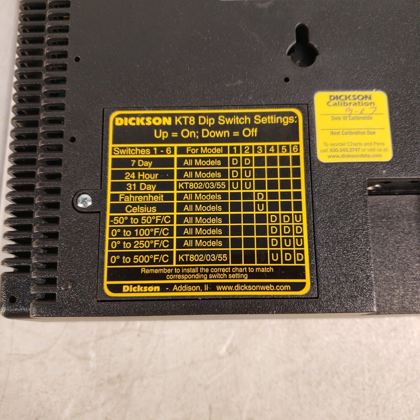 Dickson KT8 / KT801 8" Data Detail Basic Temperature Chart Recorder