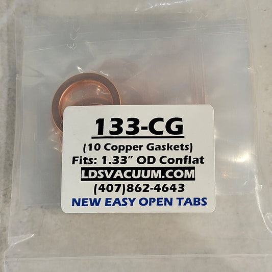 1.33" DN16CF Mini CF Conflat Copper Gaskets LDS 133-CG 10x Pack