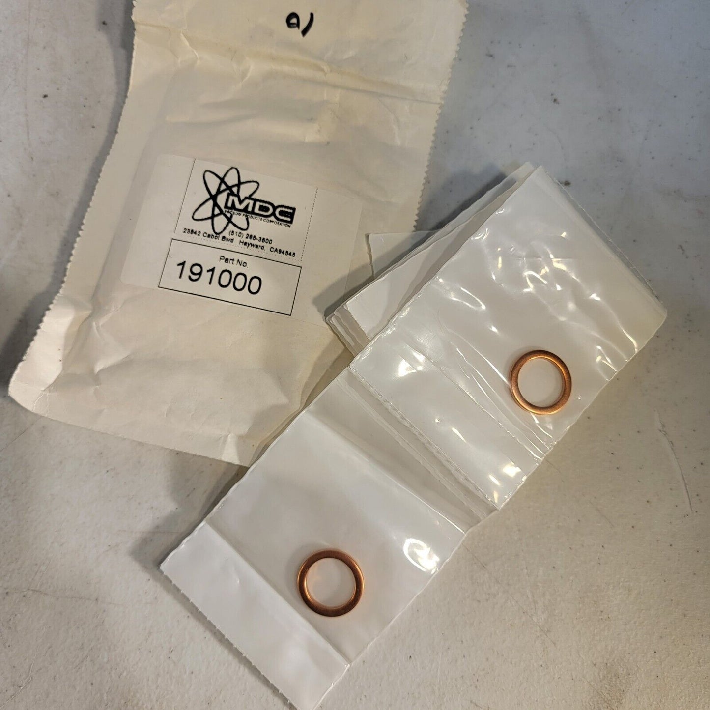 MDC 191000 1.33" Gasket Mini CF Copper 0.64" ID DN16CF 10-Pack OFHC