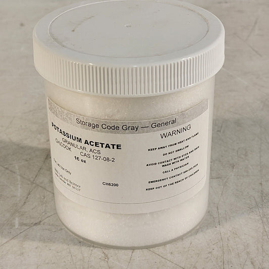 Potassium Acetate CH3COOK Granular ACS  99% 16 Oz CAS 127-08-2 in Bottle