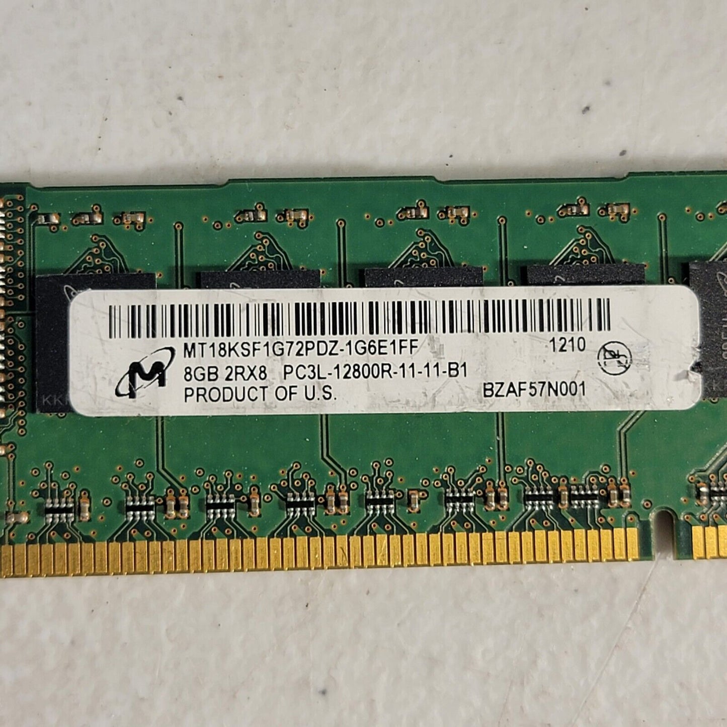 Micron MT18KSF1G72PDZ-1G6E1FF 8GB 2RX8 PC3L-12800R DDR3 1600MHZ Server Memory