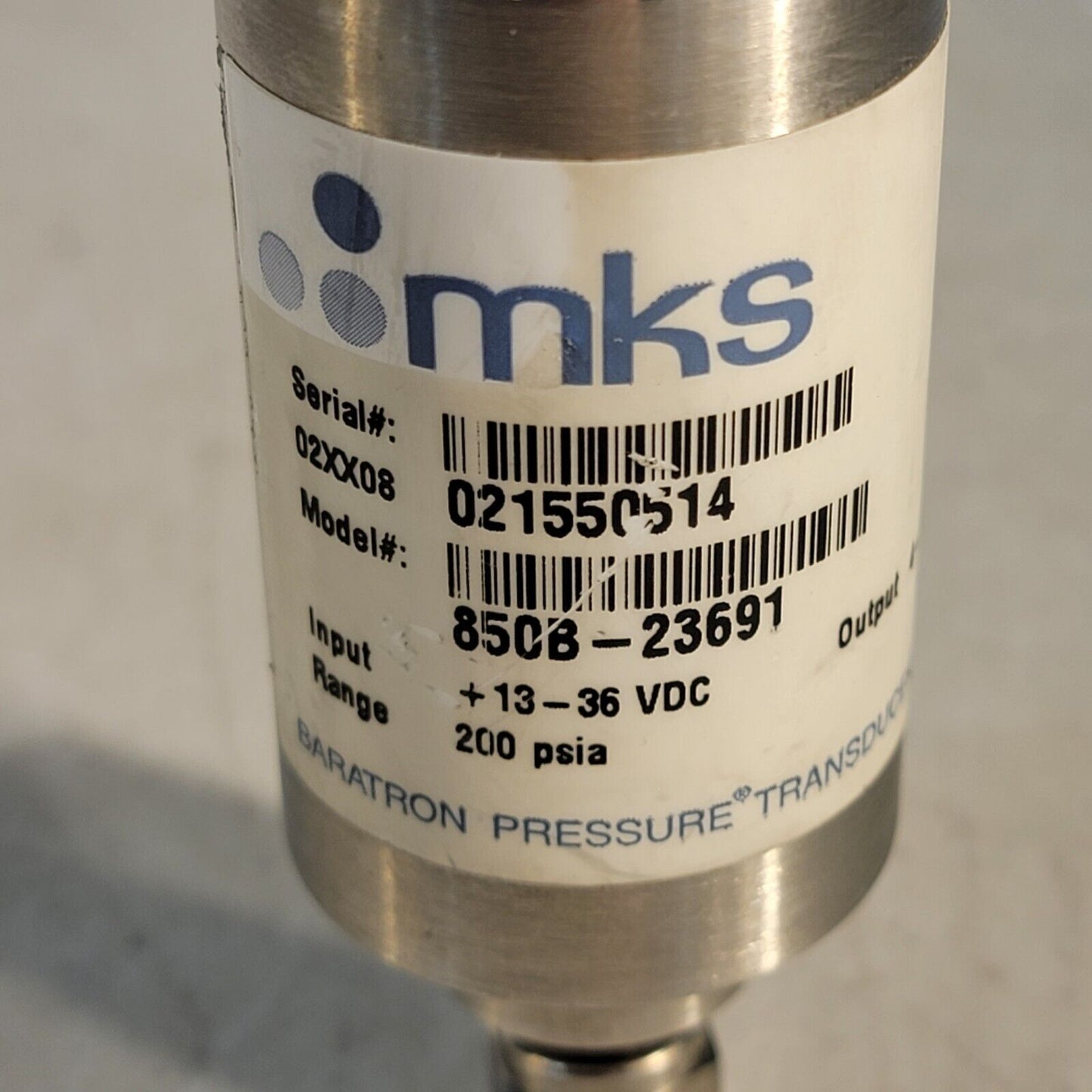 TESTED- MKS 850B-23691 Baratron Pressure Transducer 200 psia 4-20mA