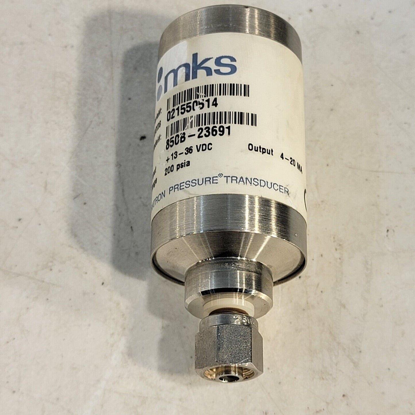 TESTED- MKS 850B-23691 Baratron Pressure Transducer 200 psia 4-20mA