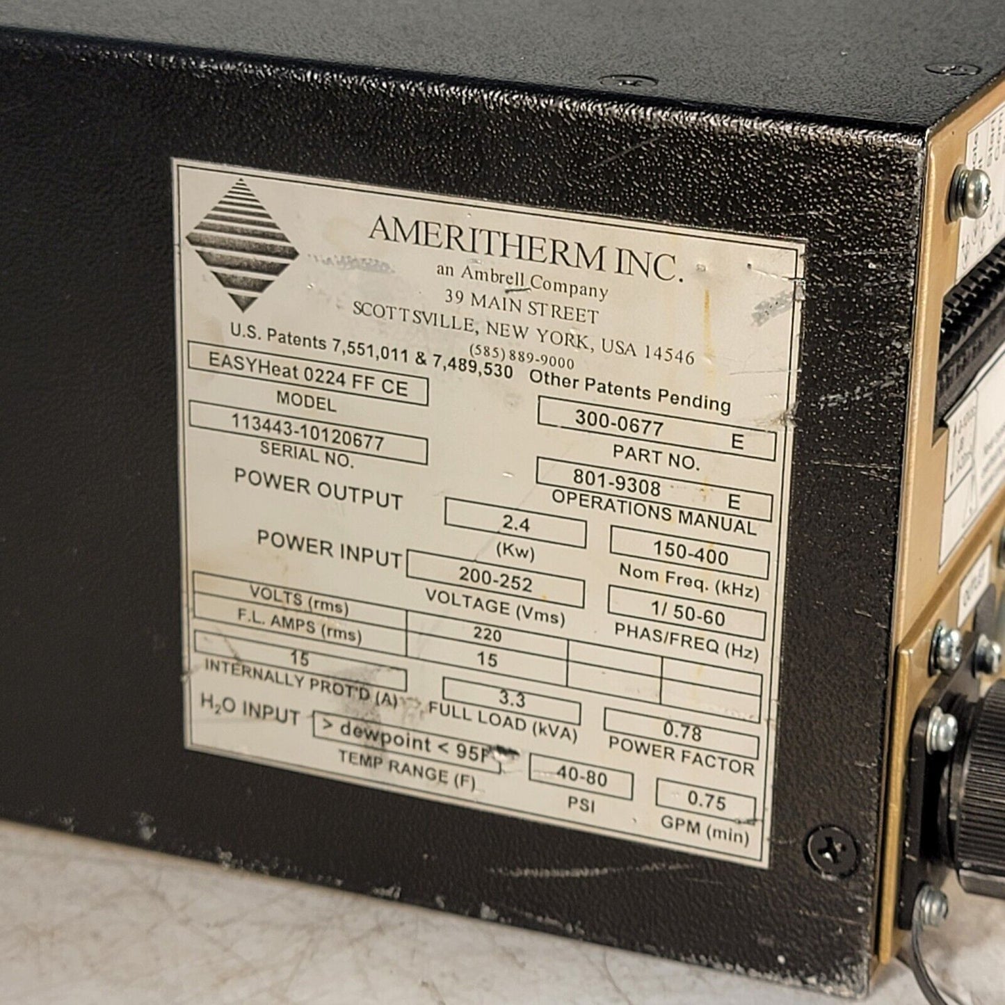 AMBRELL Ameritherm EasyHeat 0224 FF CE 2.4KW Induction Heating System 220v