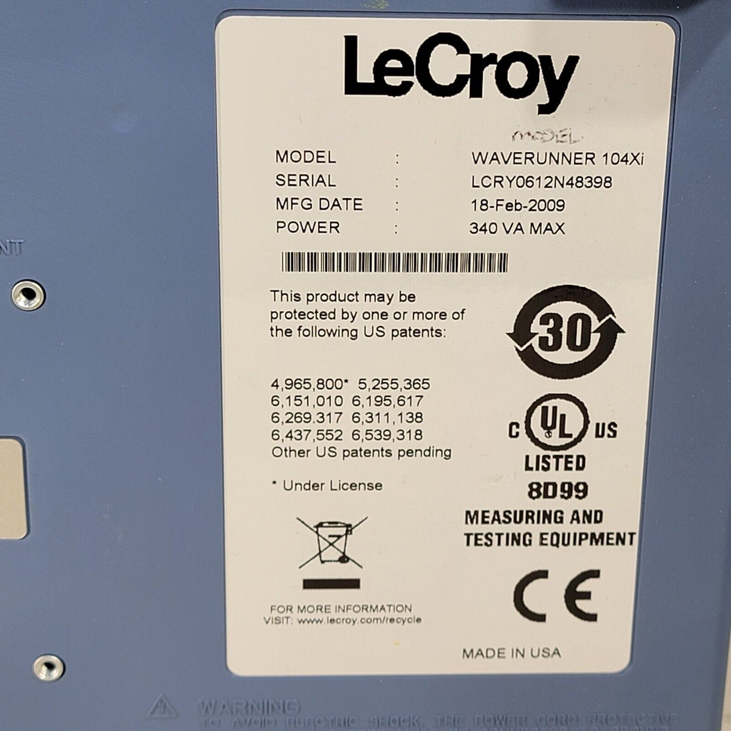 READ DESCRIPTION- LeCroy WaveRunner 104MXi 1GHz Oscilloscope 10 GS/s HDTV XMAP
