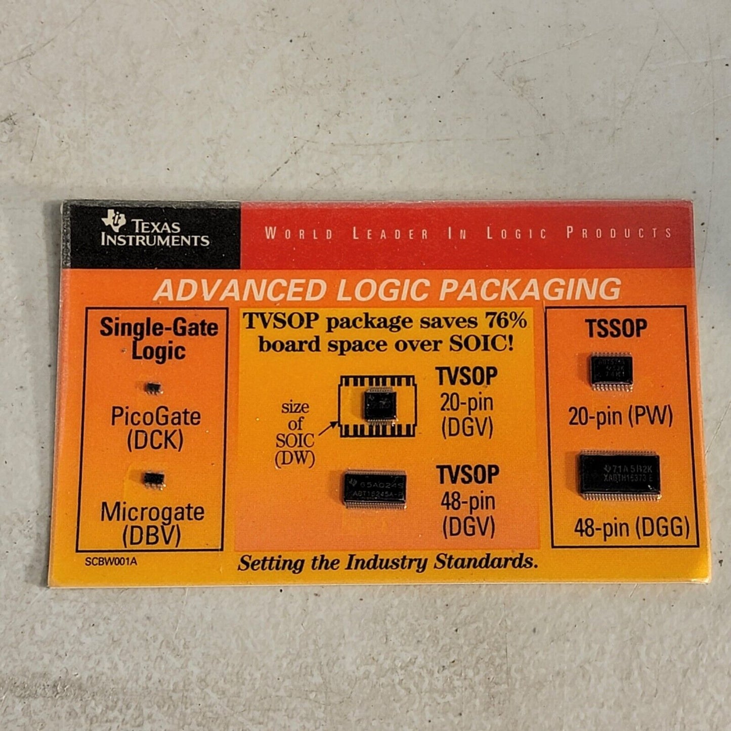 Vintage Texas Instruments TI Advanced Logic Packaging Sample Demo Logic Gate SOP