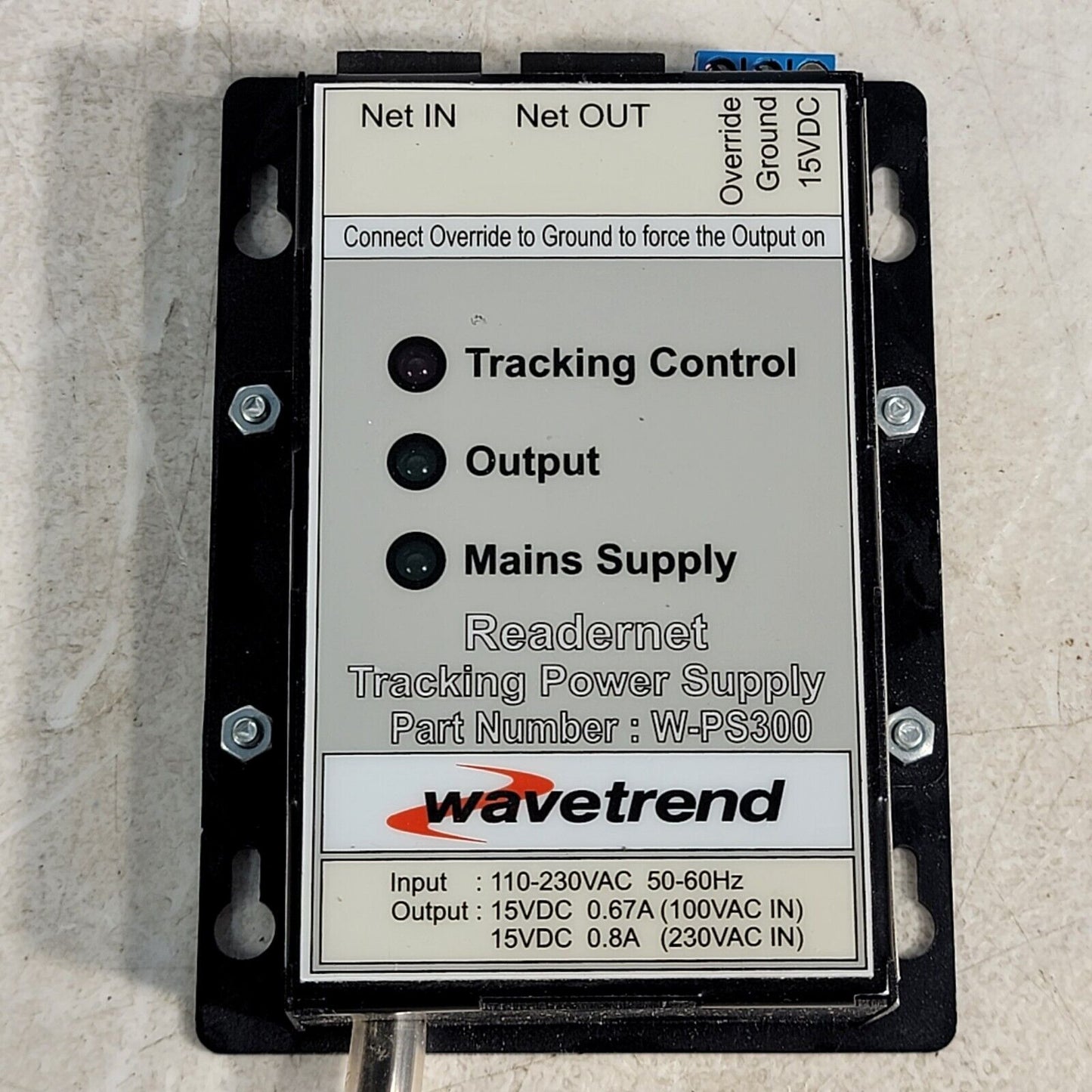 WaveTrend Readernet Tracking Power Supply W-PS300 LP RFID Controller 06XW 15VDC