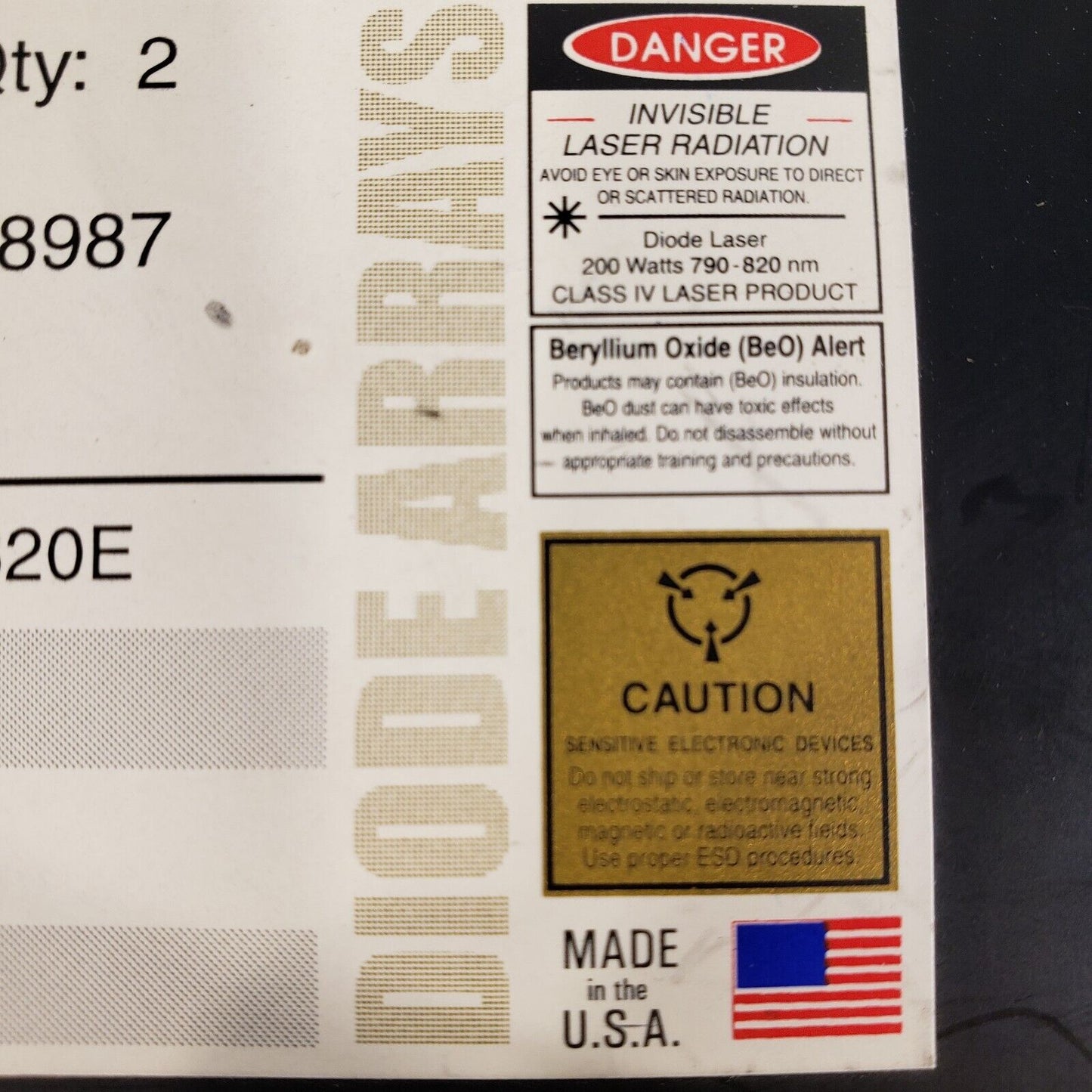 Industrial Microphotonics IMC Diode Array ARR26C020W080602A11B20E 200W 790-820nm