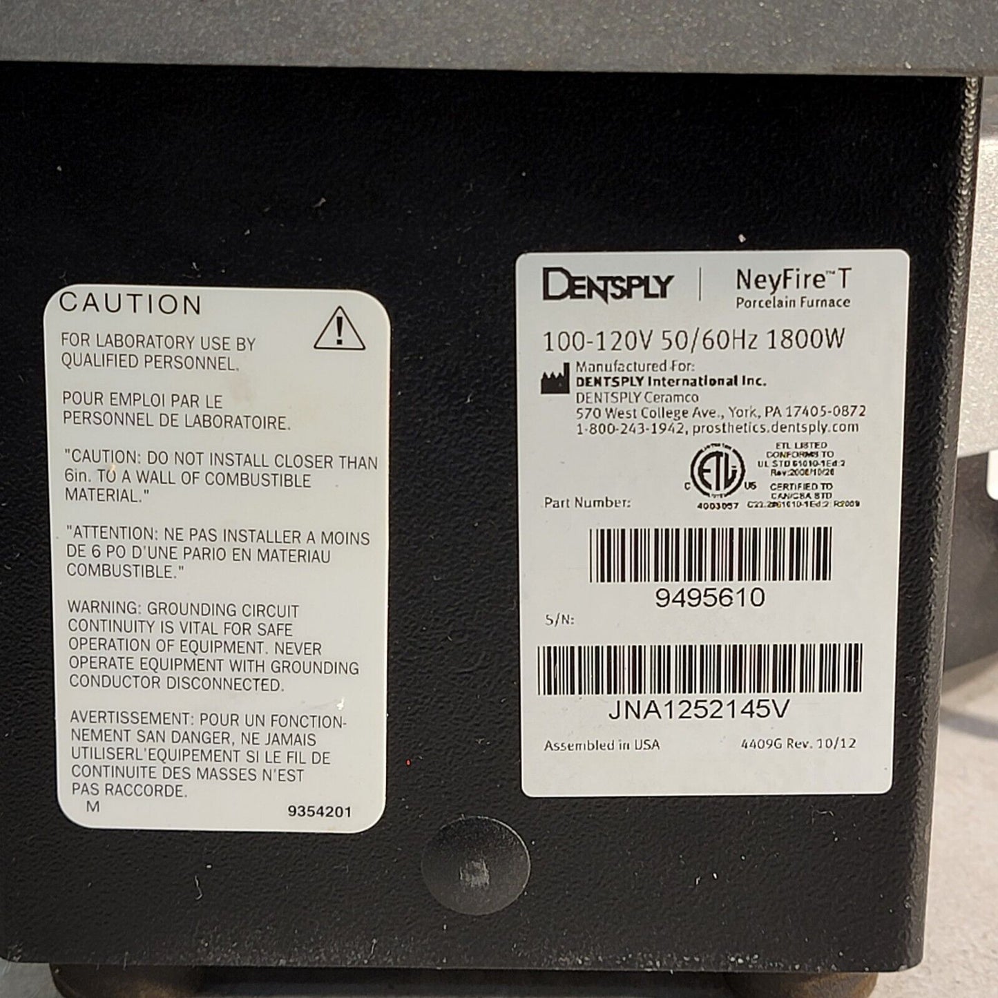 Dentsply NeyFire T 1200°C 1800W Porcelain Ceramic Sintering Furnace Tested Works