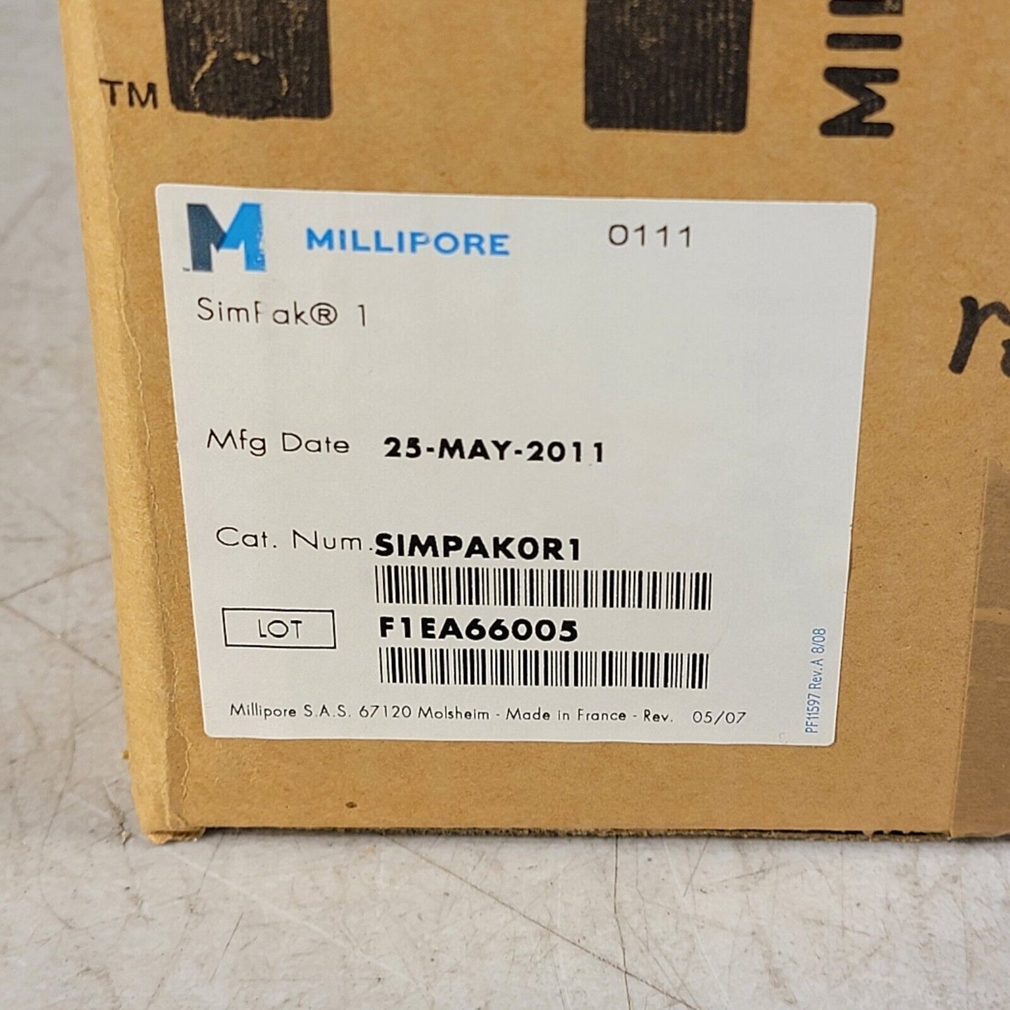 Millipore SIMPAK0R1 OEM Replacement Cartridge Filter (1/pk) SIMPAK 1