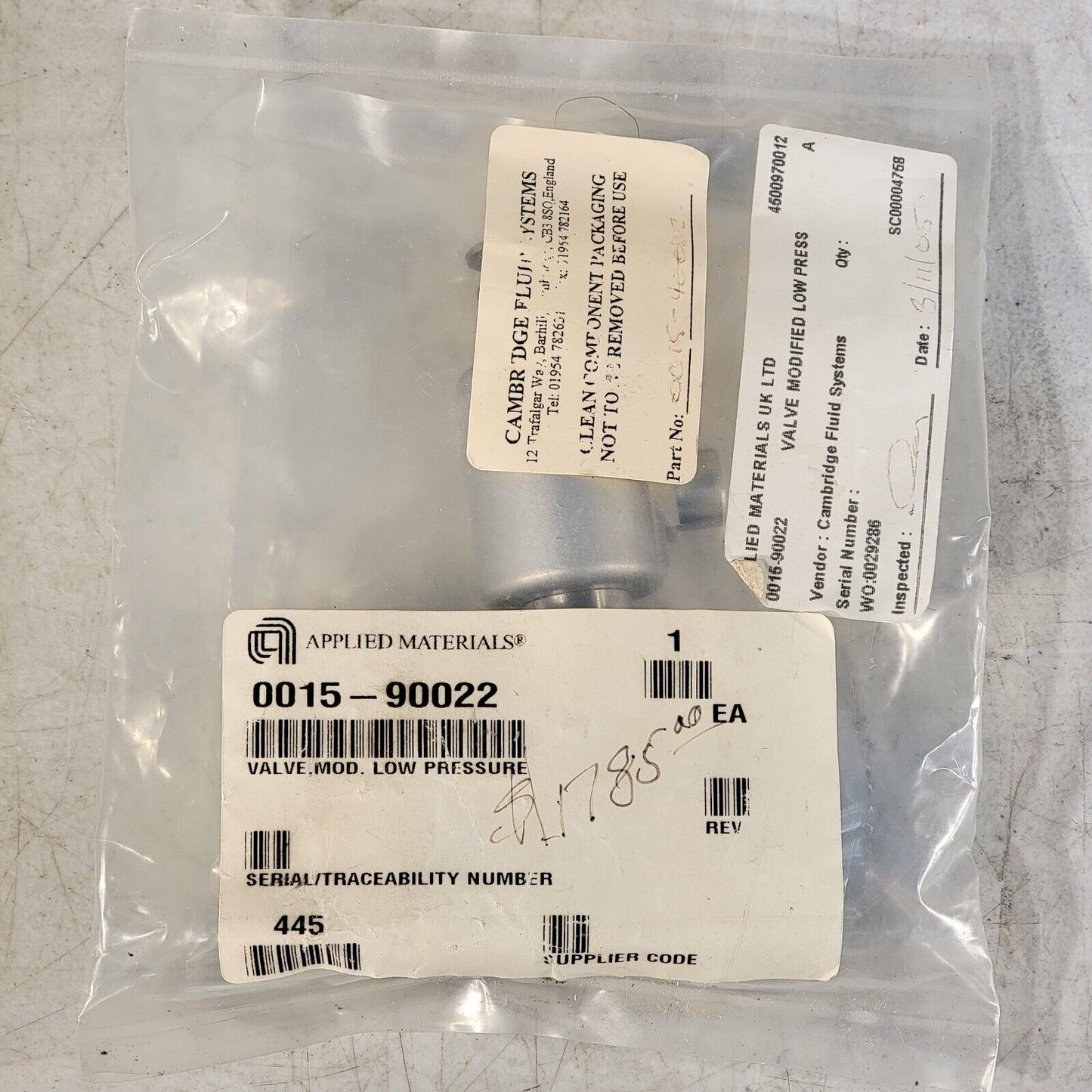 Applied Materials AMAT 0015-90022 Valve Mod Low Pressure Modified