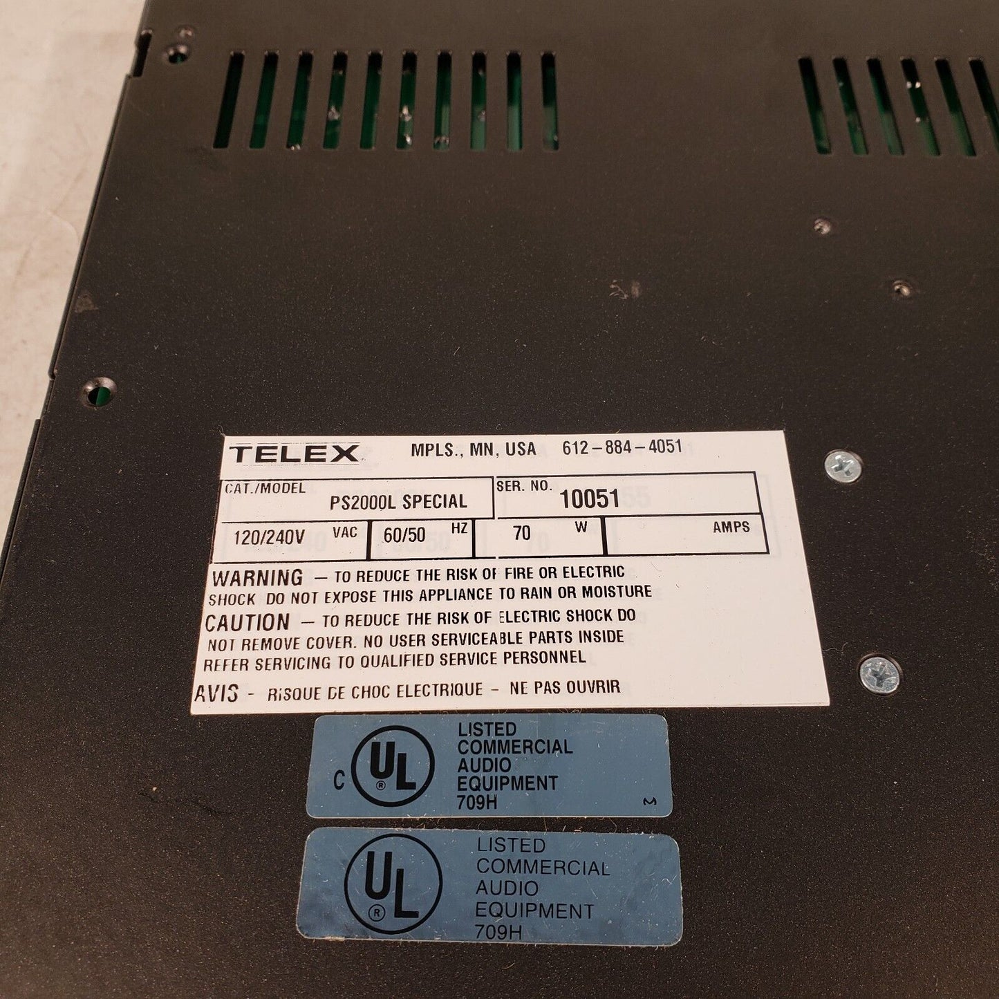 Telex Audiocom PS2000L Power Supply 2 Channel