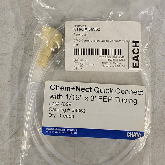 Chata 66962 Chem+Nect Quick Compression Connect with 1/16" x 3' FEP Tubing