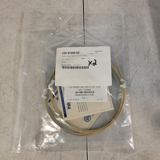 Lot of 2 Shimadzu 220-91469-02 Yellow PEEK Tubing 1/16" For Column Outlet Det In
