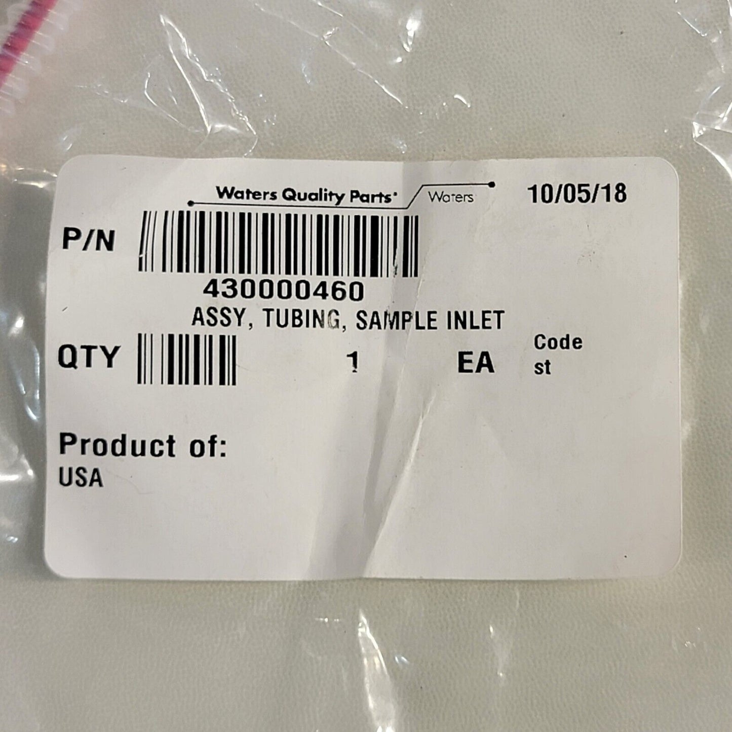 Waters Sample Inlet Tubing Assembly 430000460 1/16" SS HPLC