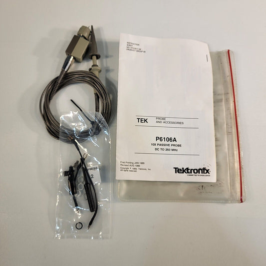 TEK Tektronix P6106A Oscilloscope Probe w/ Manual and Accessories 250 MHz 10x