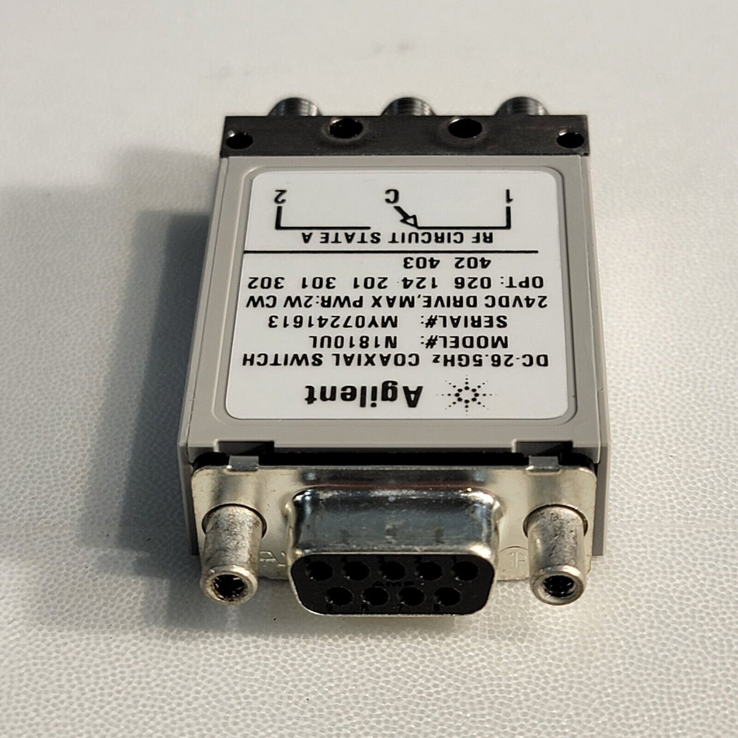 Agilent N1810UL DC-26.5GHz Coaxial Switch SMA RF 24VDC 2W Max Power