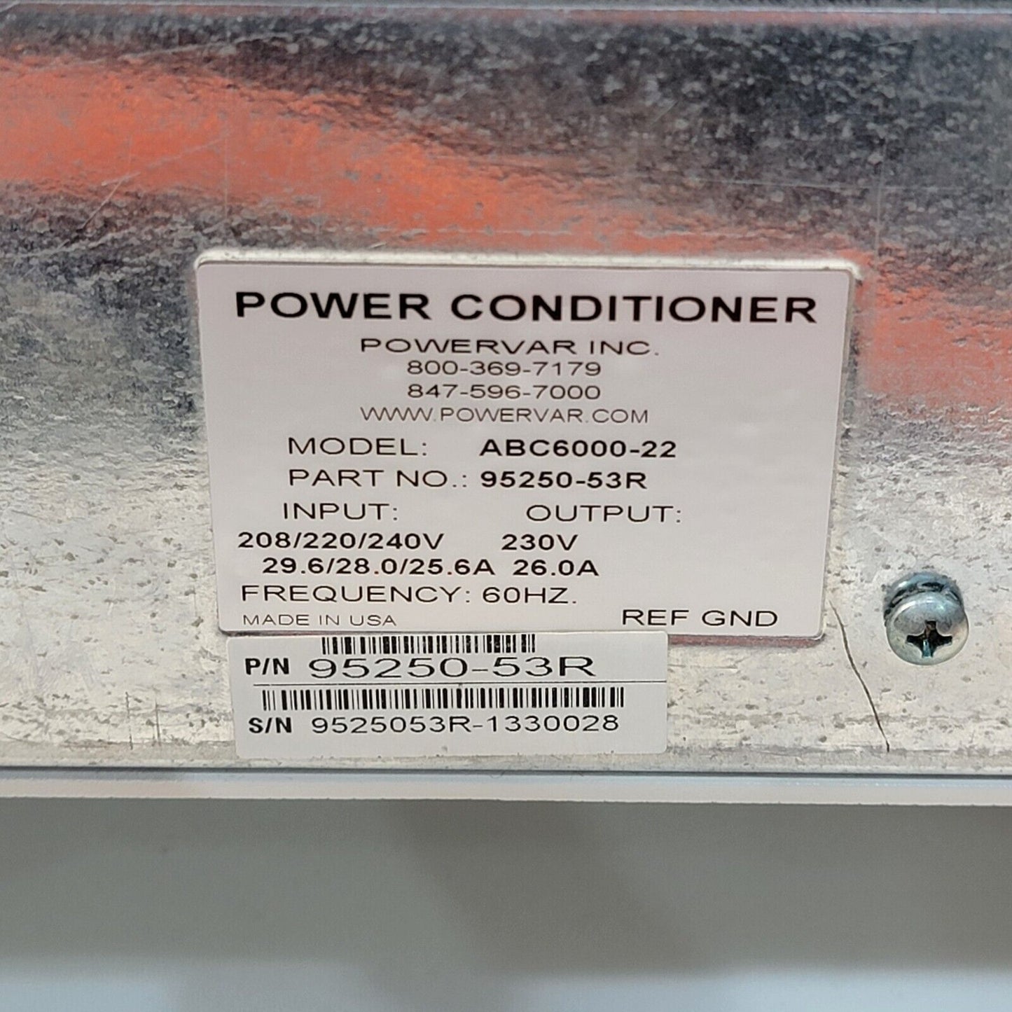 Ametek Powervar Power Conditioner ABC6000-22 P/N 95250-53 208-240v 25A 60Hz